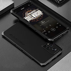 Handyhülle Hülle Luxus Aluminium Metall Tasche 360 Grad Ganzkörper für Xiaomi Redmi Note 11 Pro+ Plus 5G Schwarz