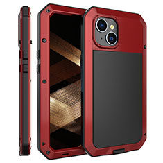 Handyhülle Hülle Luxus Aluminium Metall Tasche 360 Grad Ganzkörper HJ2 für Apple iPhone 14 Rot