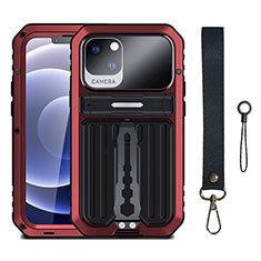 Handyhülle Hülle Luxus Aluminium Metall Tasche 360 Grad Ganzkörper LK1 für Apple iPhone 13 Rot