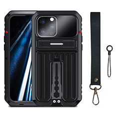 Handyhülle Hülle Luxus Aluminium Metall Tasche 360 Grad Ganzkörper LK2 für Apple iPhone 13 Pro Schwarz