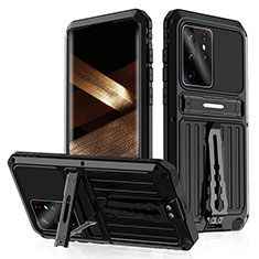 Handyhülle Hülle Luxus Aluminium Metall Tasche 360 Grad Ganzkörper LK2 für Samsung Galaxy S22 Ultra 5G Schwarz