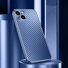 Handyhülle Hülle Luxus Aluminium Metall Tasche 360 Grad Ganzkörper M01 für Apple iPhone 14 Blau