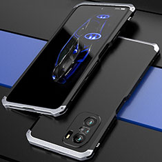 Handyhülle Hülle Luxus Aluminium Metall Tasche 360 Grad Ganzkörper P01 für Xiaomi Mi 11i 5G Silber und Schwarz