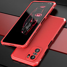 Handyhülle Hülle Luxus Aluminium Metall Tasche 360 Grad Ganzkörper P01 für Xiaomi Mi 11X 5G Rot