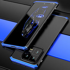 Handyhülle Hülle Luxus Aluminium Metall Tasche 360 Grad Ganzkörper P01 für Xiaomi Mi 13 5G Blau und Schwarz