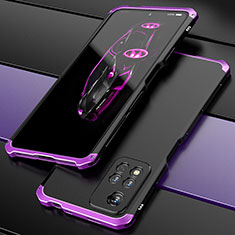 Handyhülle Hülle Luxus Aluminium Metall Tasche 360 Grad Ganzkörper P01 für Xiaomi Redmi Note 11 Pro+ Plus 5G Violett