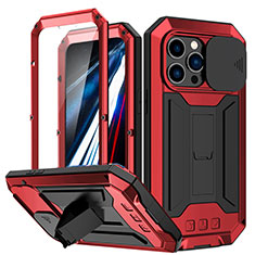 Handyhülle Hülle Luxus Aluminium Metall Tasche 360 Grad Ganzkörper RJ2 für Apple iPhone 13 Pro Max Rot