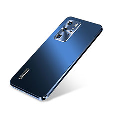 Handyhülle Hülle Luxus Aluminium Metall Tasche A01 für Huawei P40 Pro Blau