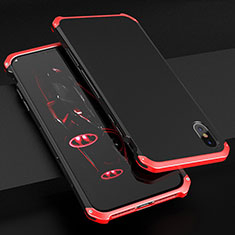 Handyhülle Hülle Luxus Aluminium Metall Tasche für Apple iPhone X Rot und Schwarz