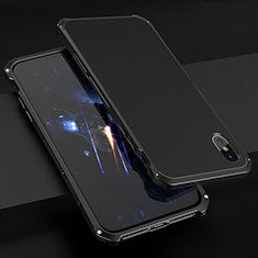 Handyhülle Hülle Luxus Aluminium Metall Tasche für Apple iPhone X Schwarz