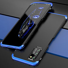 Handyhülle Hülle Luxus Aluminium Metall Tasche für Huawei Honor V30 5G Blau und Schwarz