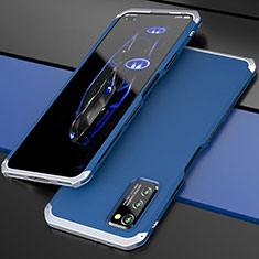 Handyhülle Hülle Luxus Aluminium Metall Tasche für Huawei Honor V30 5G Silber und Blau