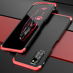 Handyhülle Hülle Luxus Aluminium Metall Tasche für Huawei Honor V30 Pro 5G Rot und Schwarz