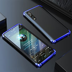 Handyhülle Hülle Luxus Aluminium Metall Tasche für Huawei P20 Pro Blau