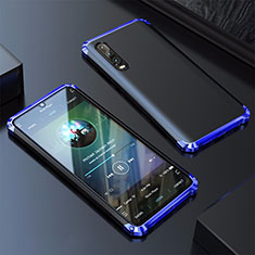 Handyhülle Hülle Luxus Aluminium Metall Tasche für Huawei P30 Blau