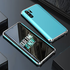 Handyhülle Hülle Luxus Aluminium Metall Tasche für Huawei P30 Pro Cyan