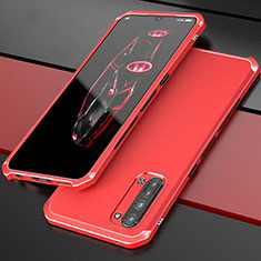 Handyhülle Hülle Luxus Aluminium Metall Tasche für Oppo F15 Rot