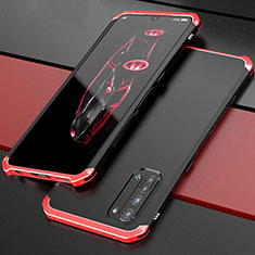 Handyhülle Hülle Luxus Aluminium Metall Tasche für Oppo F15 Rot und Schwarz