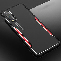 Handyhülle Hülle Luxus Aluminium Metall Tasche für Oppo Find X2 Rot