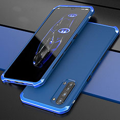 Handyhülle Hülle Luxus Aluminium Metall Tasche für Oppo K7 5G Blau