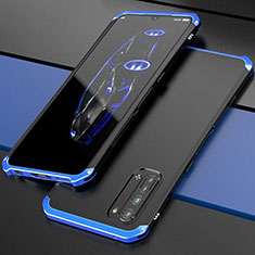Handyhülle Hülle Luxus Aluminium Metall Tasche für Oppo K7 5G Blau und Schwarz
