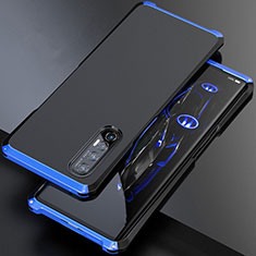 Handyhülle Hülle Luxus Aluminium Metall Tasche für Oppo Reno3 Pro Blau und Schwarz