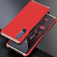 Handyhülle Hülle Luxus Aluminium Metall Tasche für Oppo Reno3 Pro Gold und Rot