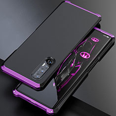 Handyhülle Hülle Luxus Aluminium Metall Tasche für Oppo Reno3 Pro Violett