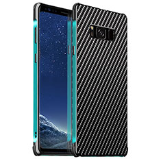 Handyhülle Hülle Luxus Aluminium Metall Tasche für Samsung Galaxy S8 Cyan