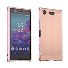 Handyhülle Hülle Luxus Aluminium Metall Tasche für Sony Xperia XZ1 Compact Rosegold