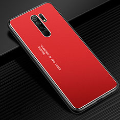 Handyhülle Hülle Luxus Aluminium Metall Tasche für Xiaomi Redmi 9 Rot