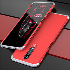 Handyhülle Hülle Luxus Aluminium Metall Tasche für Xiaomi Redmi K30 4G Silber und Rot