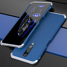 Handyhülle Hülle Luxus Aluminium Metall Tasche für Xiaomi Redmi K30i 5G Silber und Blau