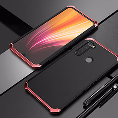 Handyhülle Hülle Luxus Aluminium Metall Tasche für Xiaomi Redmi Note 8 (2021) Rot und Schwarz