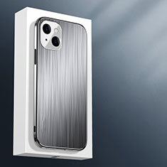 Handyhülle Hülle Luxus Aluminium Metall Tasche M01 für Apple iPhone 14 Silber