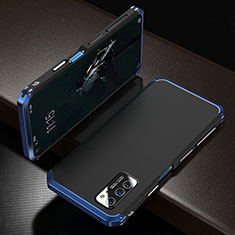 Handyhülle Hülle Luxus Aluminium Metall Tasche M01 für Huawei Honor View 30 5G Blau und Schwarz