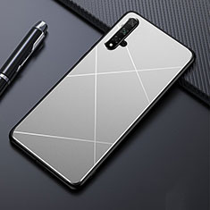 Handyhülle Hülle Luxus Aluminium Metall Tasche M01 für Huawei Nova 5 Pro Silber