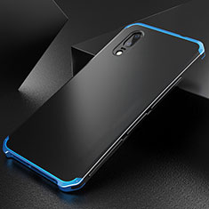 Handyhülle Hülle Luxus Aluminium Metall Tasche M01 für Huawei P20 Blau und Schwarz