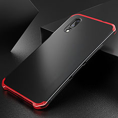 Handyhülle Hülle Luxus Aluminium Metall Tasche M01 für Huawei P20 Rot und Schwarz