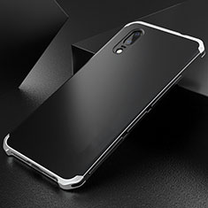 Handyhülle Hülle Luxus Aluminium Metall Tasche M01 für Huawei P20 Silber und Schwarz