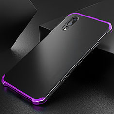 Handyhülle Hülle Luxus Aluminium Metall Tasche M01 für Huawei P20 Violett