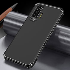 Handyhülle Hülle Luxus Aluminium Metall Tasche M03 für Vivo X50 5G Schwarz