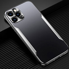 Handyhülle Hülle Luxus Aluminium Metall Tasche M05 für Apple iPhone 13 Pro Max Silber