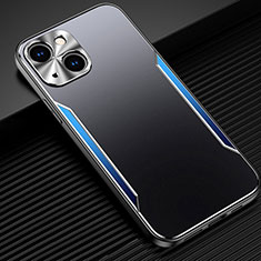 Handyhülle Hülle Luxus Aluminium Metall Tasche M05 für Apple iPhone 14 Blau