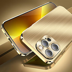 Handyhülle Hülle Luxus Aluminium Metall Tasche M06 für Apple iPhone 13 Pro Gold