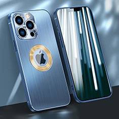 Handyhülle Hülle Luxus Aluminium Metall Tasche M08 für Apple iPhone 13 Pro Blau