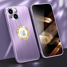 Handyhülle Hülle Luxus Aluminium Metall Tasche M08 für Apple iPhone 15 Violett