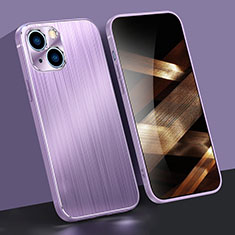 Handyhülle Hülle Luxus Aluminium Metall Tasche M09 für Apple iPhone 15 Violett