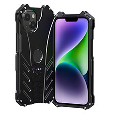 Handyhülle Hülle Luxus Aluminium Metall Tasche P01 für Apple iPhone 14 Schwarz