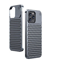 Handyhülle Hülle Luxus Aluminium Metall Tasche QC1 für Apple iPhone 13 Pro Max Schwarz